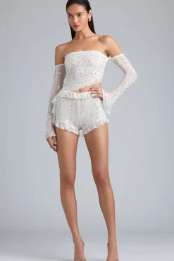 Oh Polly Women'S Clothing Sale - $65 And Under^Ruffle Mid-Rise Hot Pant Shorts in Ivory