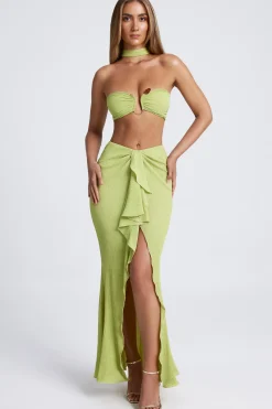 Oh Polly Skirts & Skorts | Bottoms^Ruffle-Trim Maxi Skirt in Olive Green OliveGreen