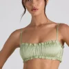 Oh Polly Women'S Clothing Sale - $65 And Under | Women'S Clothing Sale - $40 And Under^Ruffle-Trim Smocked Crop Top in Spring Green SpringGreen