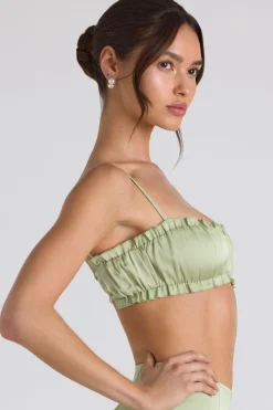 Oh Polly Women'S Clothing Sale - $65 And Under | Women'S Clothing Sale - $40 And Under^Ruffle-Trim Smocked Crop Top in Spring Green SpringGreen