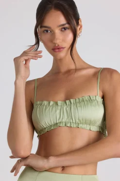 Oh Polly Women'S Clothing Sale - $65 And Under | Women'S Clothing Sale - $40 And Under^Ruffle-Trim Smocked Crop Top in Spring Green SpringGreen
