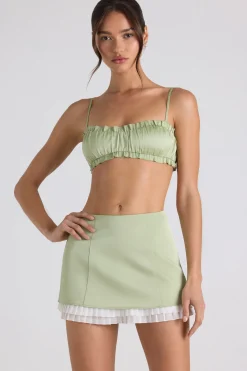 Oh Polly Women'S Clothing Sale - $65 And Under | Women'S Clothing Sale - $40 And Under^Ruffle-Trim Smocked Crop Top in Spring Green SpringGreen
