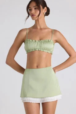 Oh Polly Women'S Clothing Sale - $65 And Under | Women'S Clothing Sale - $40 And Under^Ruffle-Trim Smocked Crop Top in Spring Green SpringGreen