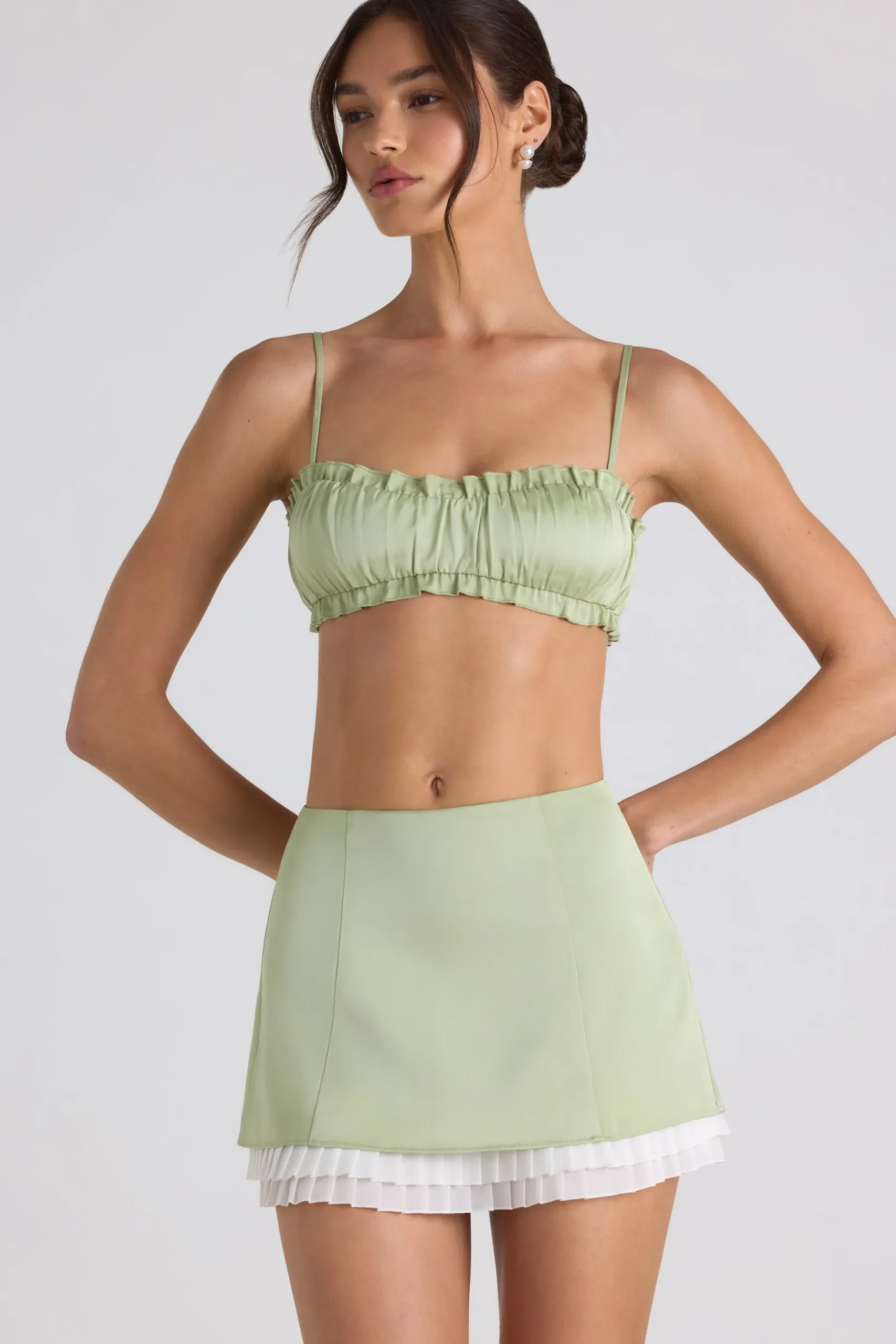 Oh Polly Women'S Clothing Sale - $65 And Under | Women'S Clothing Sale - $40 And Under^Ruffle-Trim Smocked Crop Top in Spring Green SpringGreen