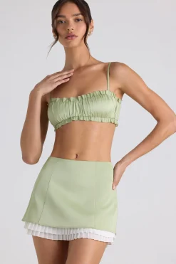 Oh Polly Women'S Clothing Sale - $65 And Under | Women'S Clothing Sale - $40 And Under^Ruffle-Trim Smocked Crop Top in Spring Green SpringGreen