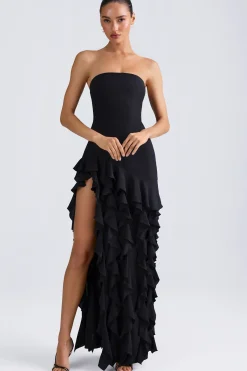 Oh Polly Wedding Guest | Homecoming Dresses^Ruffle-Trim Strapless Gown in Black