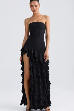 Oh Polly Wedding Guest | Homecoming Dresses^Ruffle-Trim Strapless Gown in Black