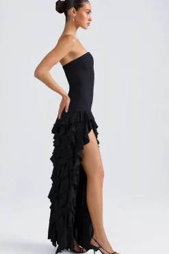 Oh Polly Wedding Guest | Homecoming Dresses^Ruffle-Trim Strapless Gown in Black