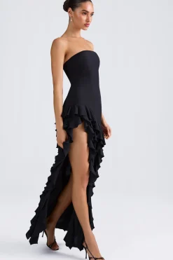 Oh Polly Wedding Guest | Homecoming Dresses^Ruffle-Trim Strapless Gown in Black