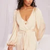 Oh Polly Women'S Clothing Sale - $65 And Under | Women'S Clothing Sale - $40 And Under^Satin Balloon Sleeve Robe in Cream