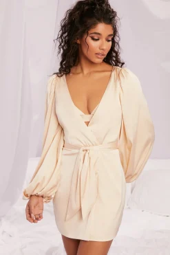 Oh Polly Women'S Clothing Sale - $65 And Under | Women'S Clothing Sale - $40 And Under^Satin Balloon Sleeve Robe in Cream