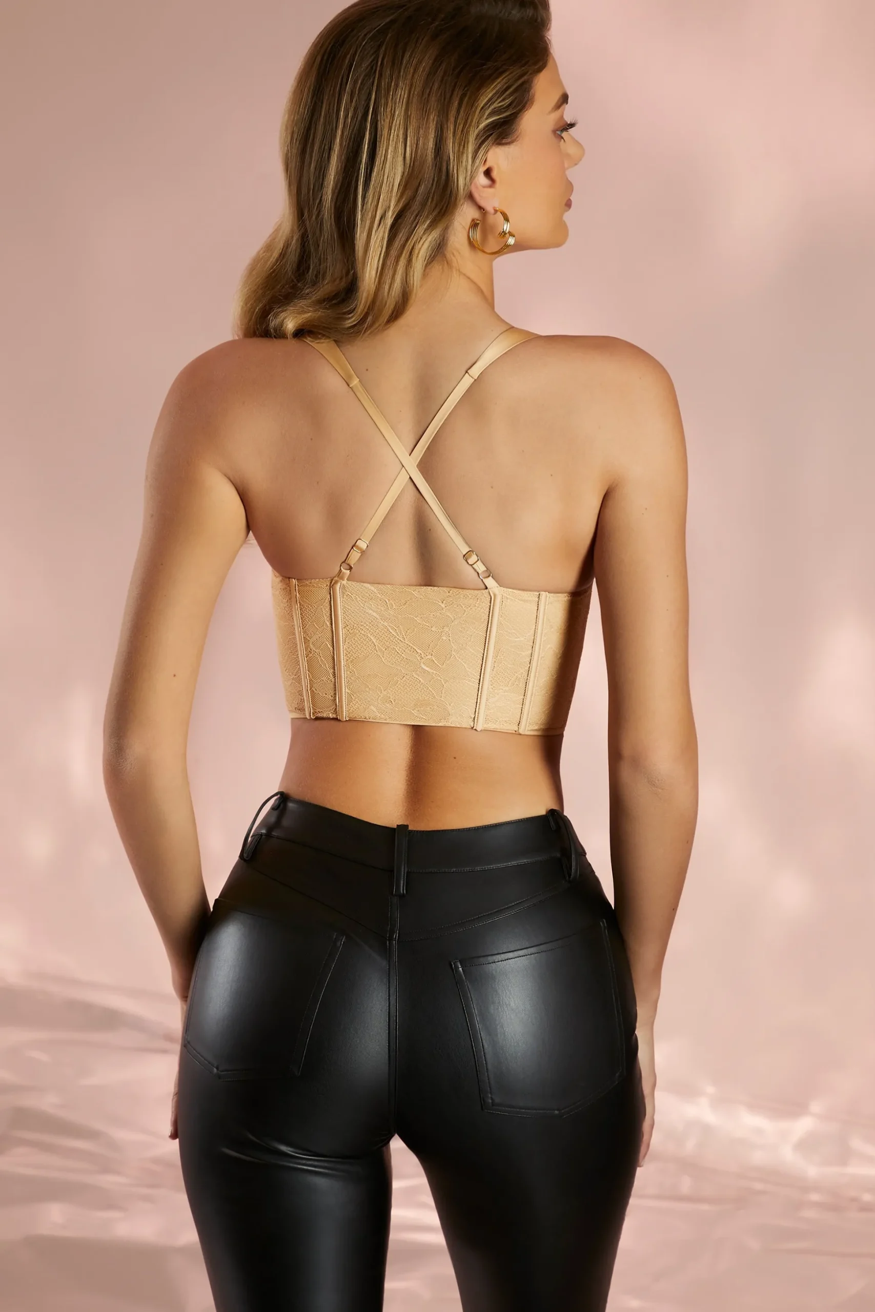 Oh Polly Women'S Clothing Sale - $40 And Under | Women'S Clothing Sale - $65 And Under^Satin Lace Corset Crop Top in Sand