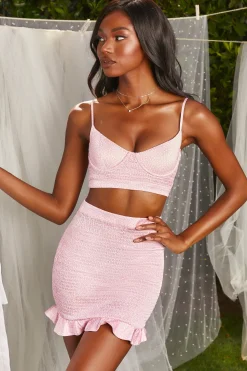Oh Polly Women'S Clothing Sale - $40 And Under | Women'S Clothing Sale - $65 And Under^Satin Shirred Mini Skirt in Pink