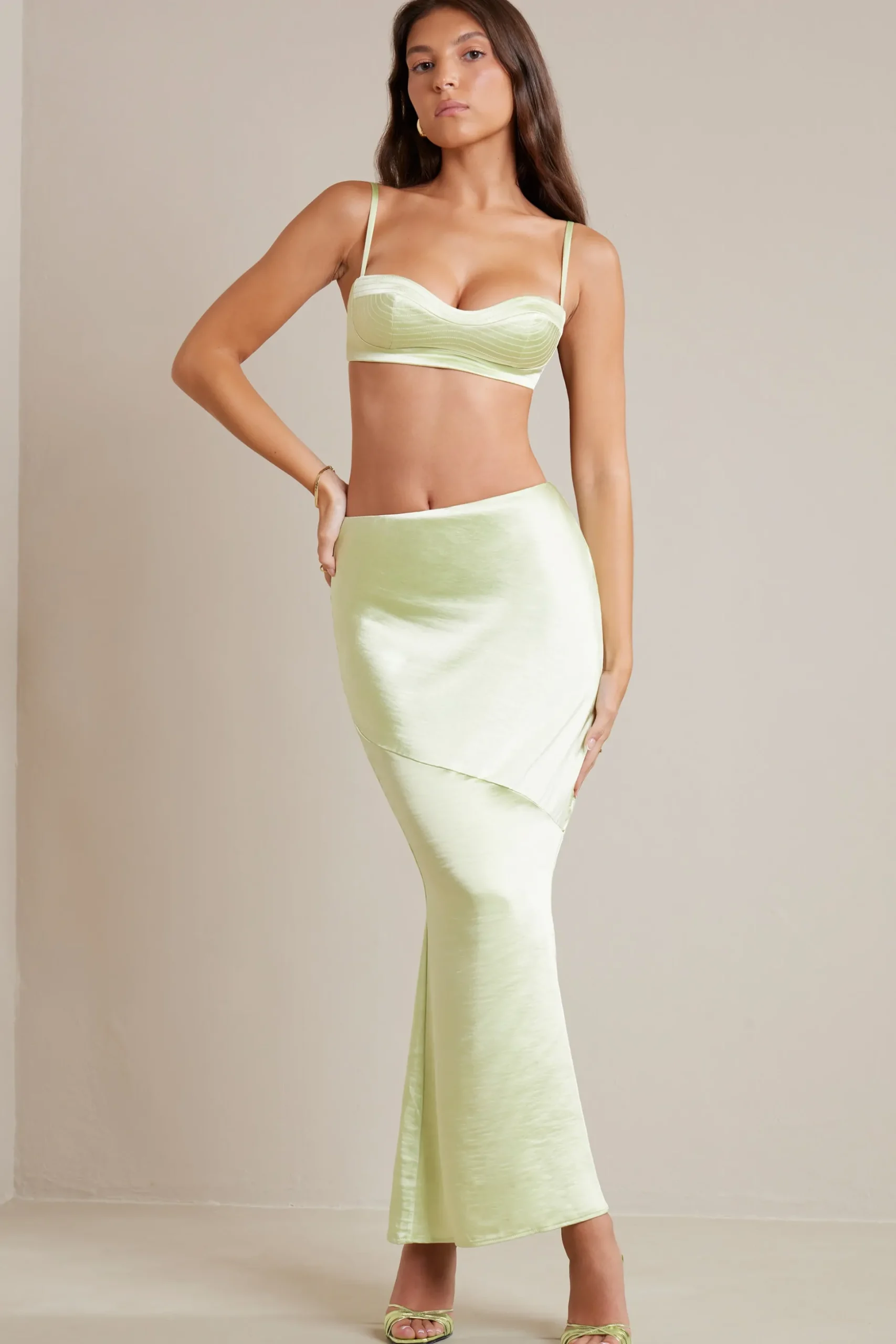 Oh Polly Women'S Clothing Sale - $65 And Under | Women'S Clothing Sale - $40 And Under^Satin Soft Cup Bralette in Lime