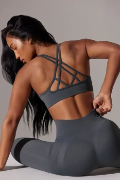 Oh Polly Matching Sets | Sports Bras^Scoop Neck Multi Strap Sports Bra in Grey