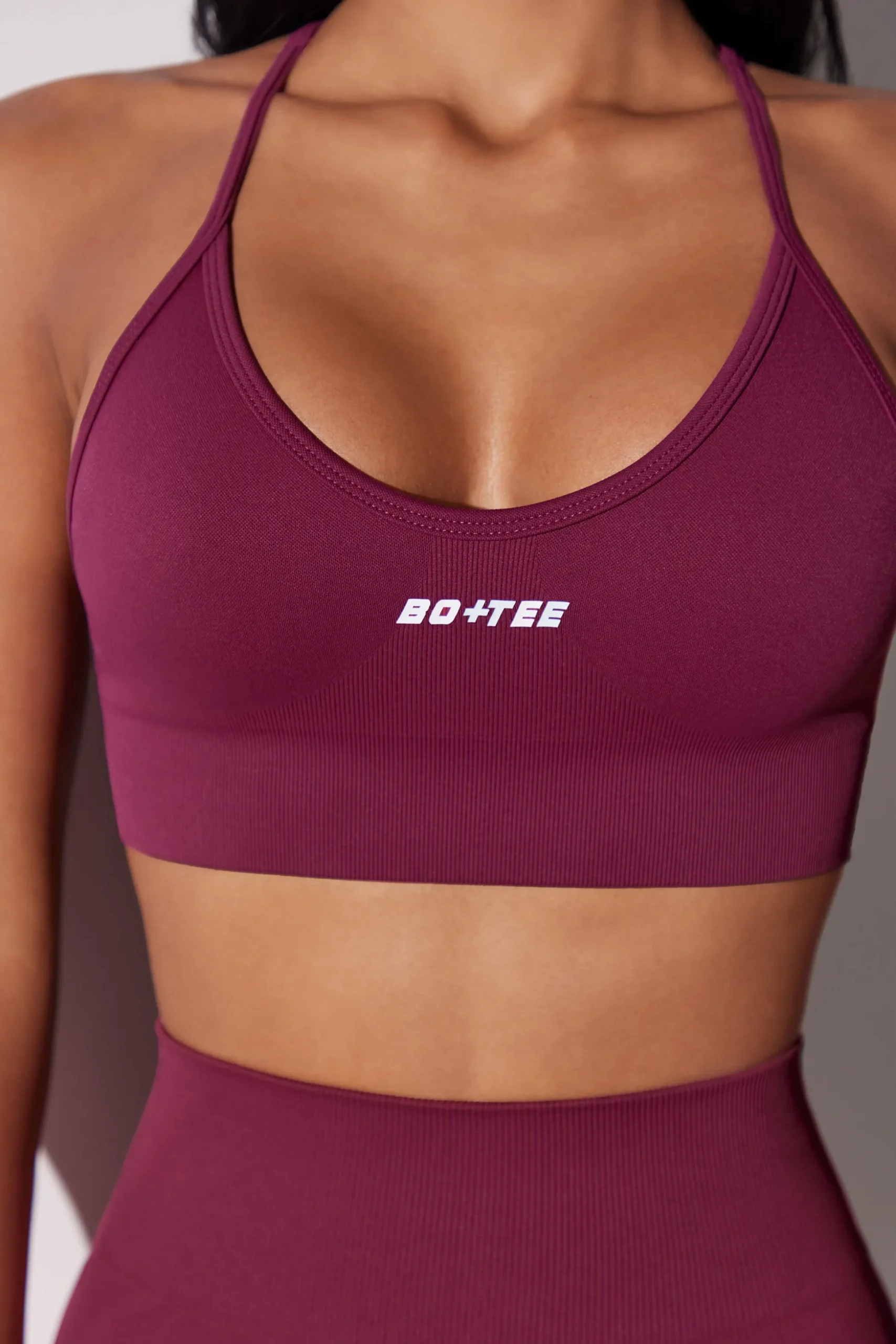 Oh Polly Matching Sets | Sports Bras^Scoop Neck Multi Strap Sports Bra in Plum