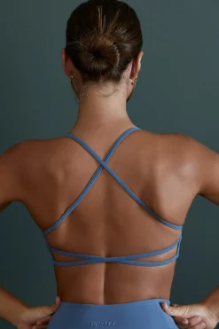 Oh Polly Matching Sets | Sports Bras^Scoop Neck Open Back Sports Bra in Blue