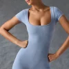 Oh Polly Unitards | Jumpsuits & Unitards^Scoop-Neck Unitard in Washed Blue WashedBlue