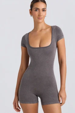 Oh Polly Unitards | Jumpsuits & Unitards^Scoop-Neck Unitard in Washed Charcoal WashedCharcoal
