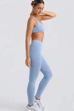 Oh Polly Matching Sets | Leggings^Seamless Rib Leggings in Washed Blue WashedBlue