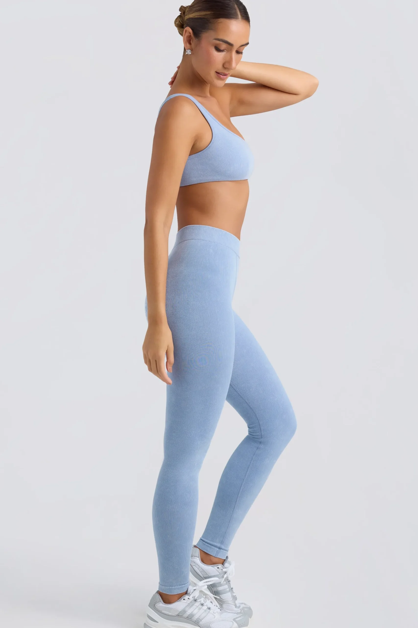 Oh Polly Matching Sets | Leggings^Seamless Rib Leggings in Washed Blue WashedBlue