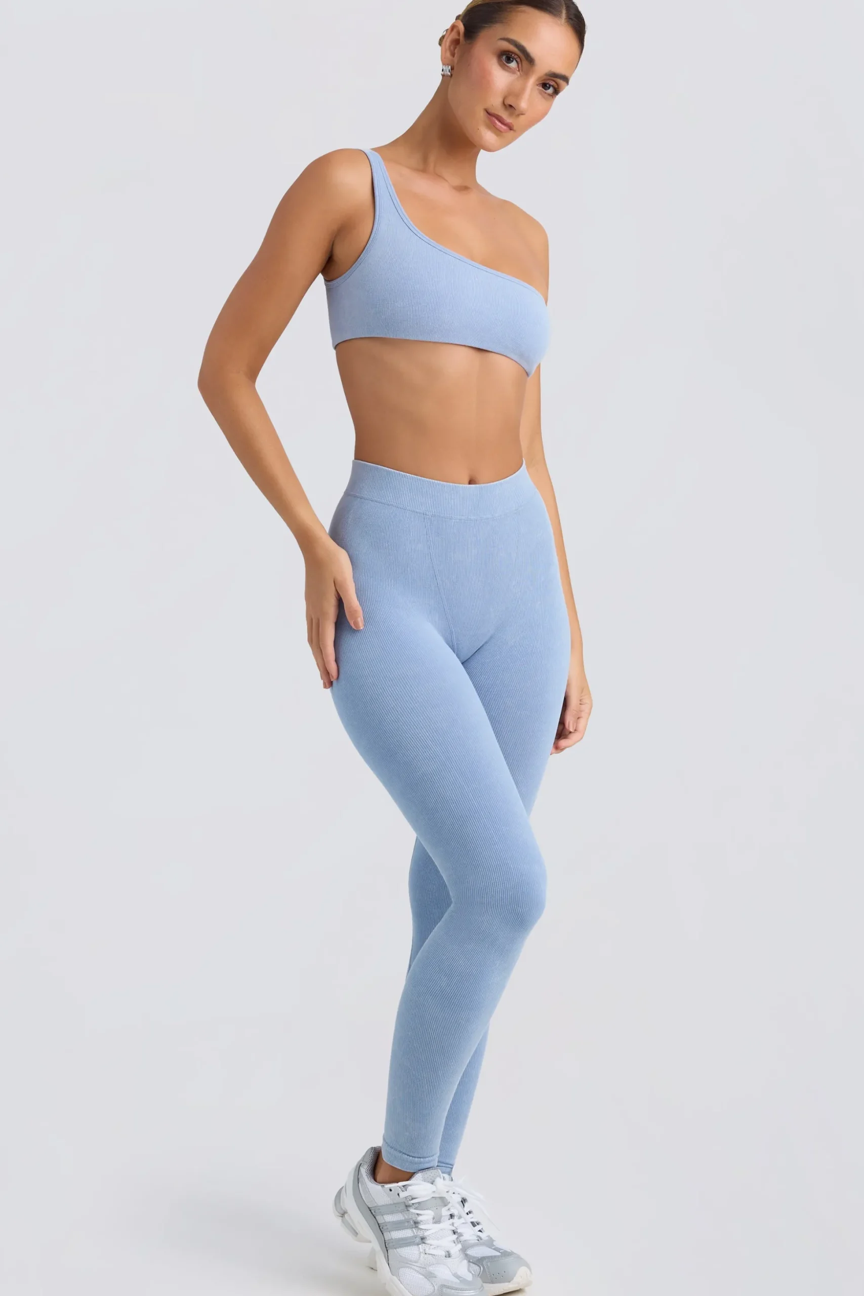 Oh Polly Matching Sets | Leggings^Seamless Rib Leggings in Washed Blue WashedBlue