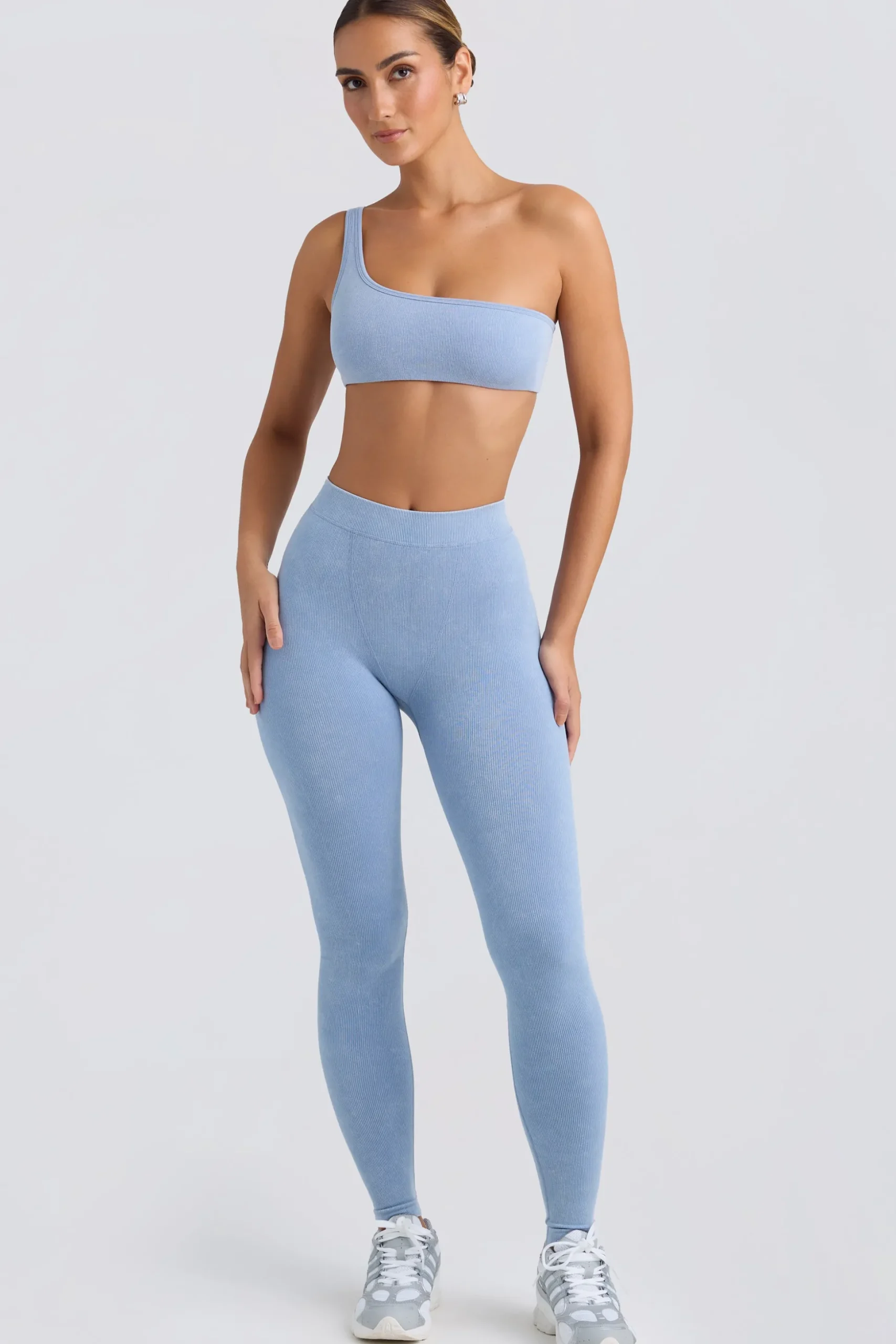 Oh Polly Matching Sets | Leggings^Seamless Rib Leggings in Washed Blue WashedBlue