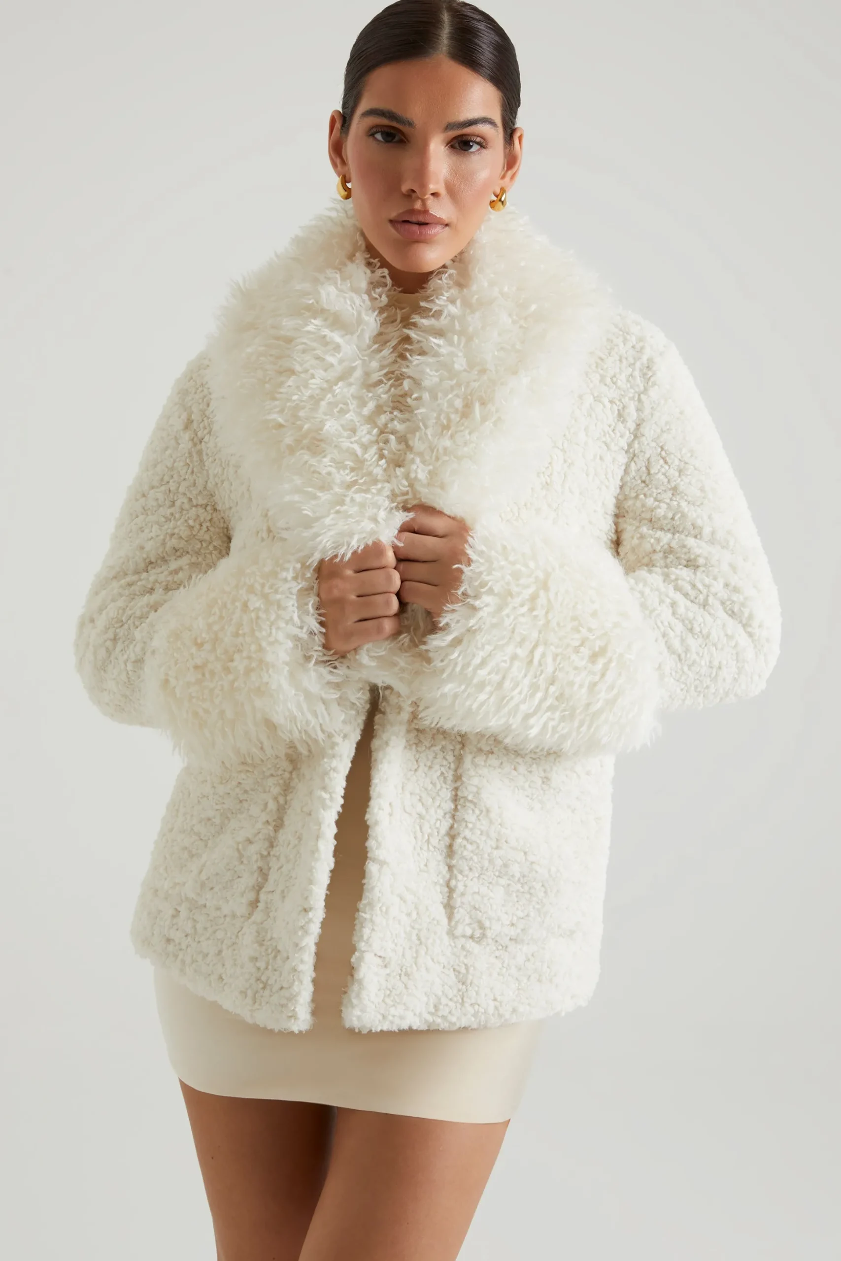Oh Polly Outerwear | Fall Outfits^Shearling Coat with Large Front Pockets in Cream