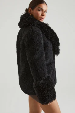 Oh Polly Outerwear | Fall Outfits^Shearling Coat with Large Front Pockets in Black