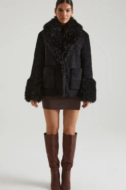 Oh Polly Outerwear | Fall Outfits^Shearling Coat with Large Front Pockets in Black