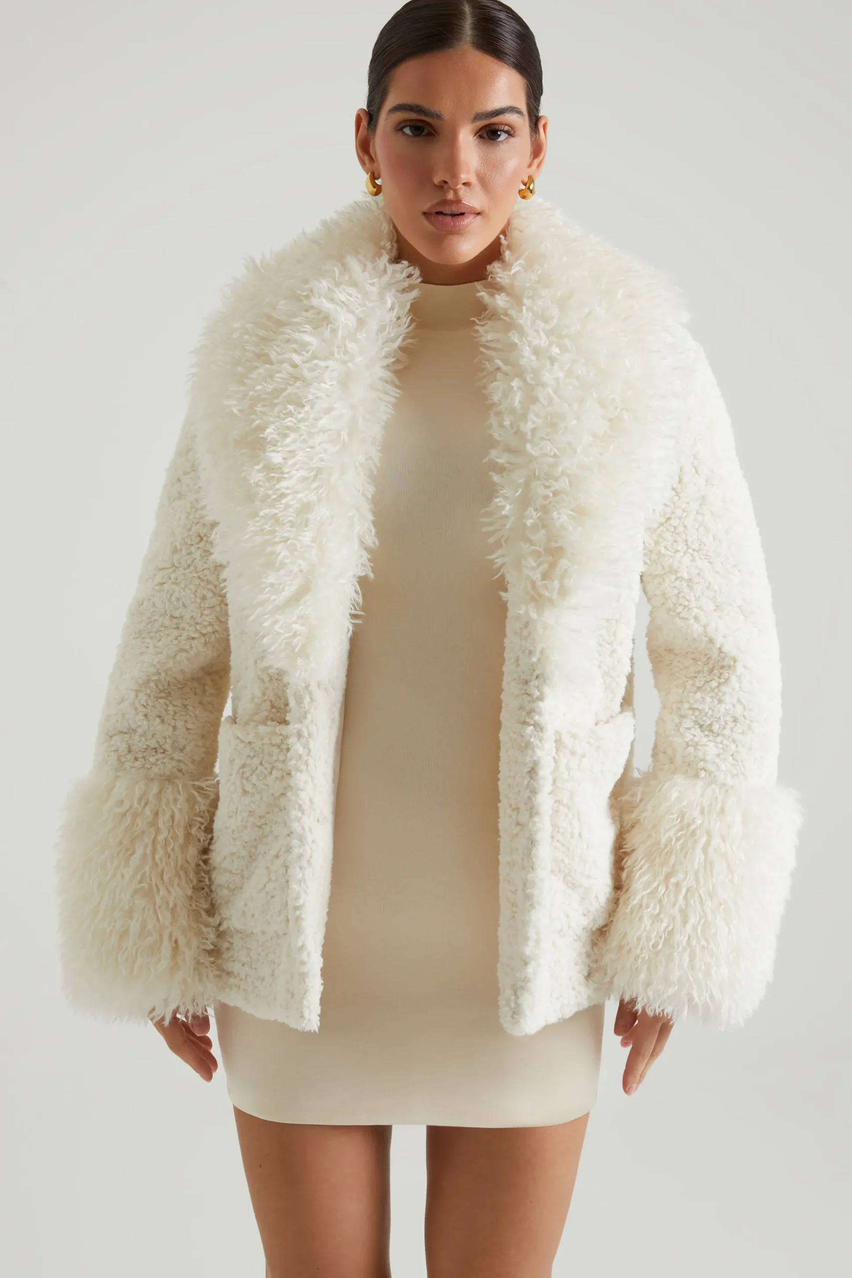 Oh Polly Outerwear | Fall Outfits^Shearling Coat with Large Front Pockets in Cream