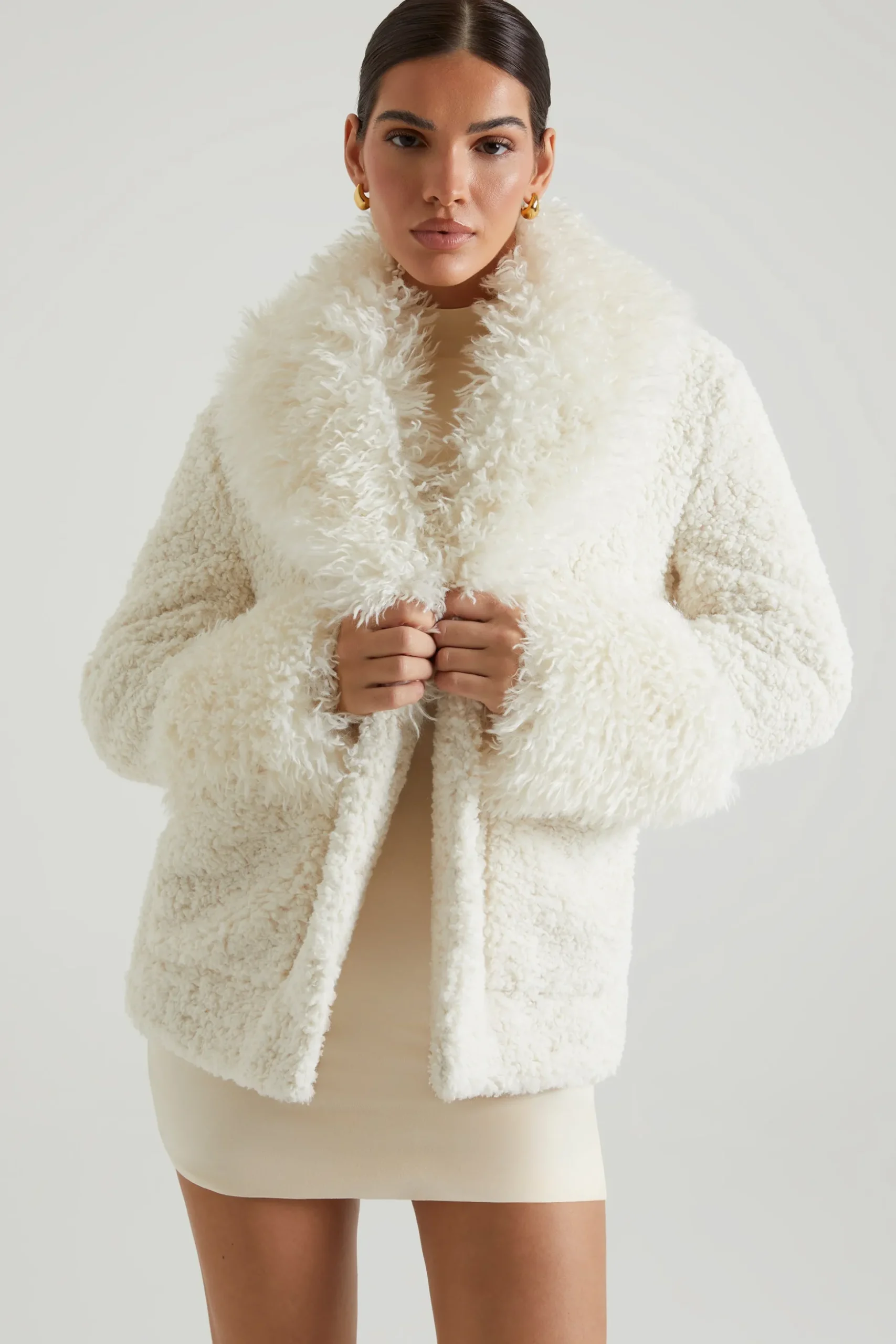 Oh Polly Outerwear | Fall Outfits^Shearling Coat with Large Front Pockets in Cream