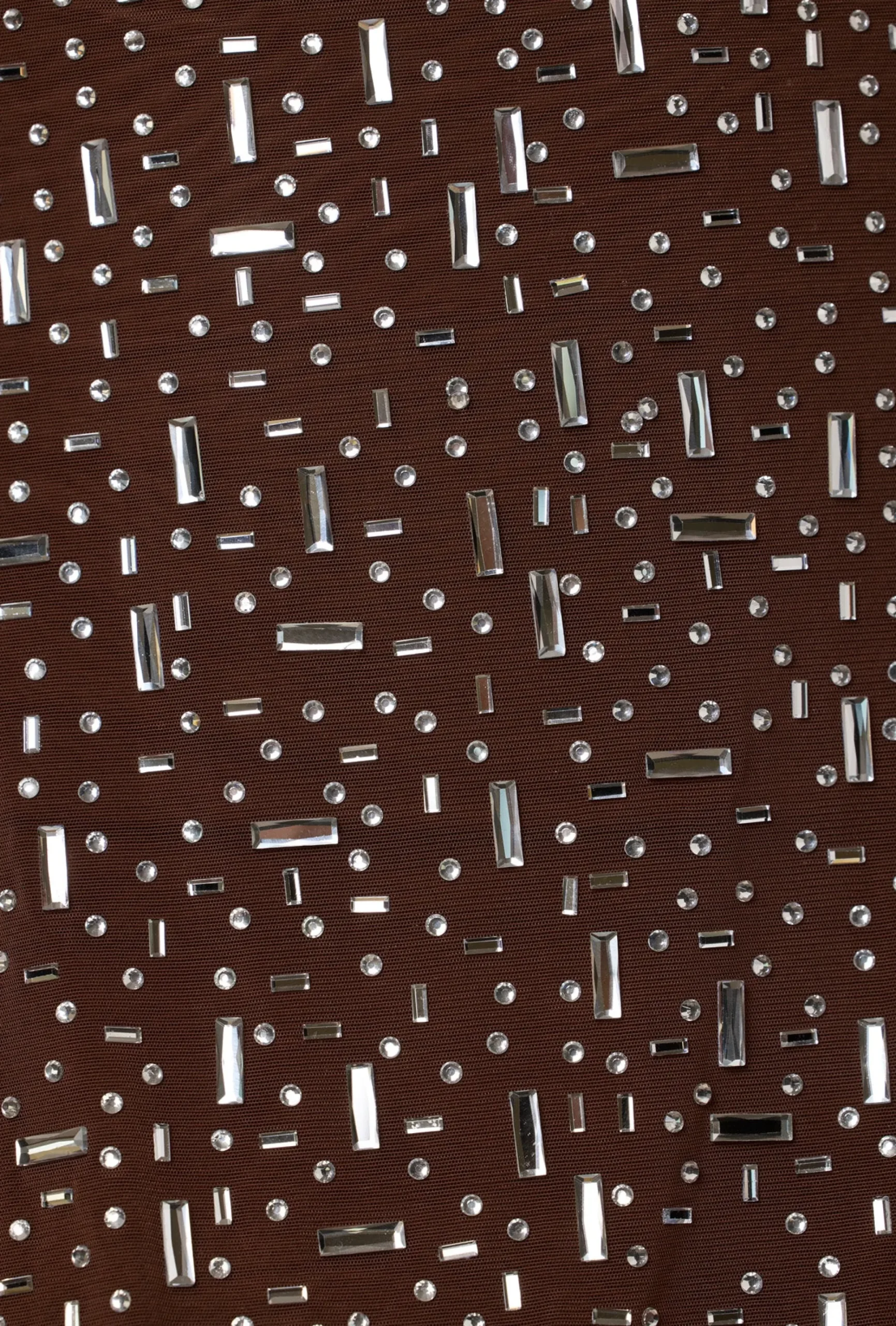 Oh Polly Party Dresses | Holiday Party Dresses & Outfits^Sheer Embellished Scoop Neck Mini Dress in Deep Cocoa DeepCocoa
