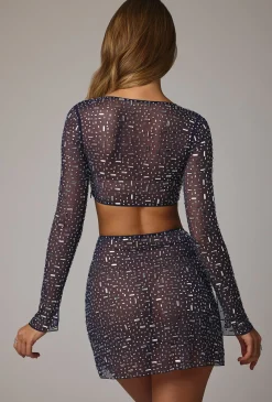 Oh Polly Skirts & Skorts | Co-Ords^Sheer Embellished V Waist Mini Skirt in Navy