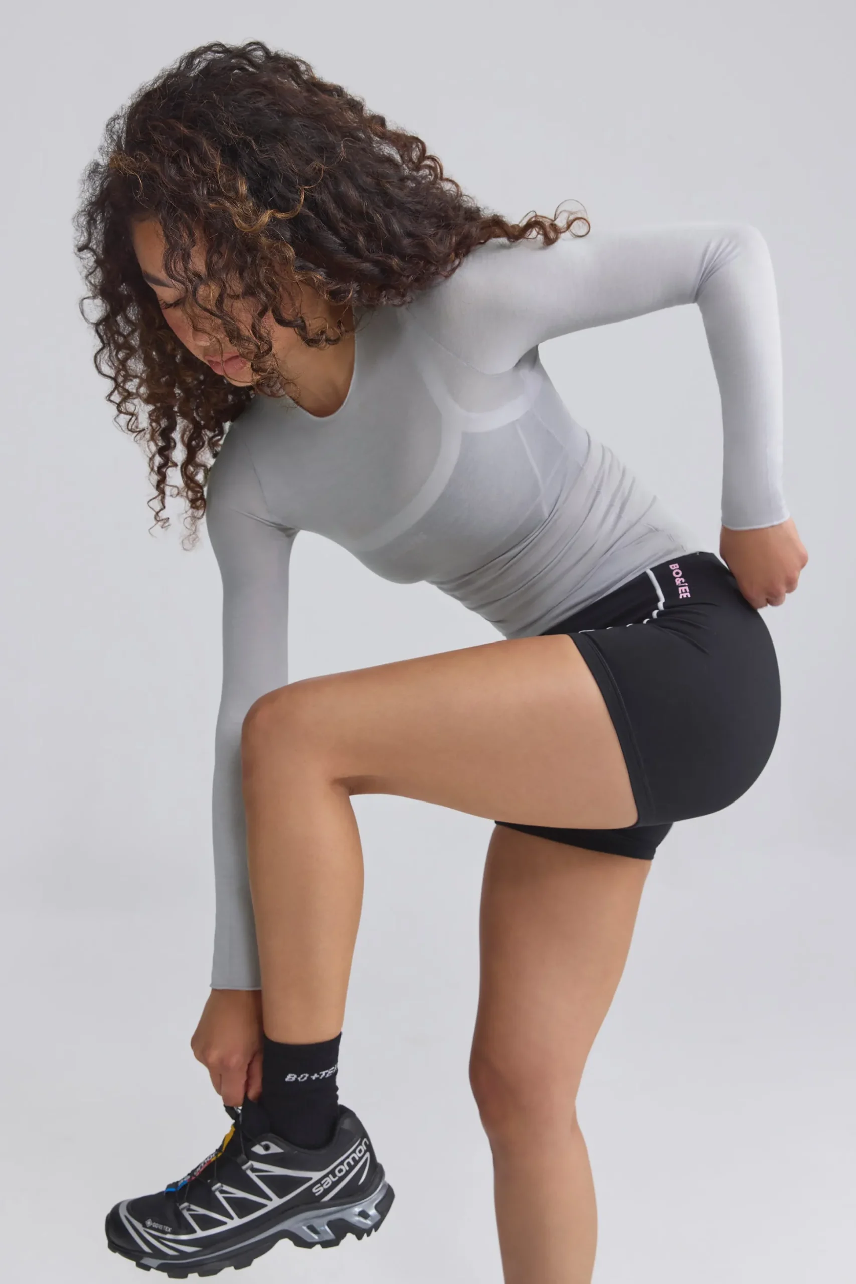 Oh Polly Tops^Sheer Long-Sleeve Top in Ice Grey IceGrey
