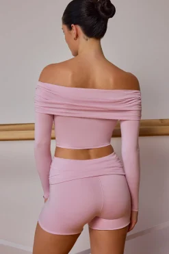 Oh Polly Matching Sets | Tops^Sheer Off-Shoulder Long-Sleeve Top in Soft Pink SoftPink