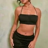 Oh Polly Women'S Clothing Sale - $65 And Under | Women'S Clothing Sale - $40 And Under^Shirred Halter Neck Crop Top in Black