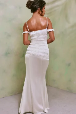 Oh Polly Women'S Clothing Sale - $65 And Under^Shirred Thigh High Split Maxi Dress in White