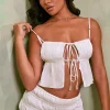 Oh Polly Women'S Clothing Sale - $65 And Under | Women'S Clothing Sale - $40 And Under^Shirred Tie Up Front Crop Top in White