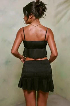 Oh Polly Women'S Clothing Sale - $65 And Under | Women'S Clothing Sale - $40 And Under^Shirred Tie Up Front Crop Top in Black