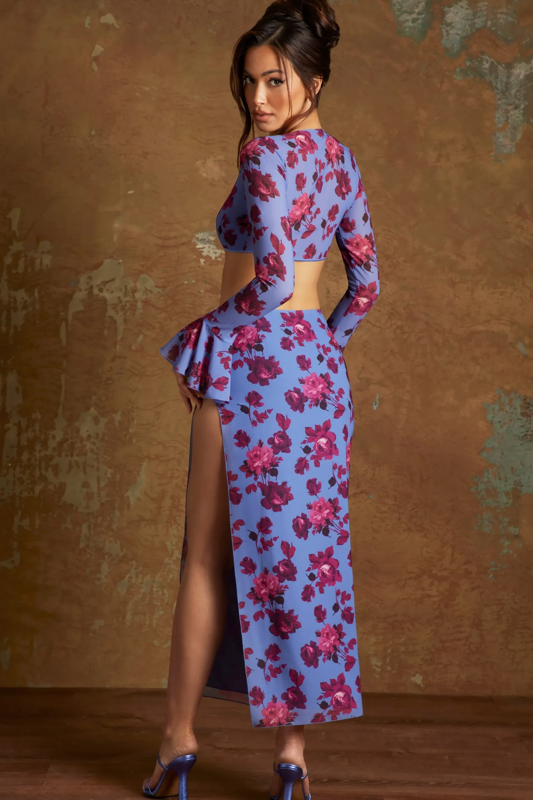Oh Polly Women'S Clothing Sale - $65 And Under | Women'S Clothing Sale - $40 And Under^Side Split Midaxi Skirt in Periwinkle Print PeriwinklePrint
