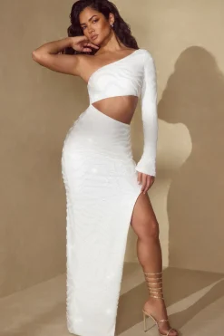 Oh Polly Party Dresses | Bride To Be^Single Sleeve Cut Out Maxi Dress in Off White OffWhite