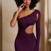 Oh Polly Women'S Clothing Sale - $65 And Under | Women'S Clothing Sale - $40 And Under^Single Sleeve Cut Out Mini Dress in Plum