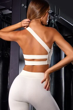 Oh Polly Matching Sets | Tops^Single Strap Caged Back Crop Top in Ivory