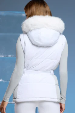 Oh Polly Coats^Ski Jacket with Detachable Sleeves in White