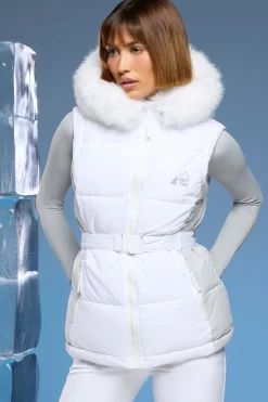 Oh Polly Coats^Ski Jacket with Detachable Sleeves in White