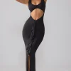 Oh Polly Party Dresses | Birthday^Slinky Jersey Cut Out Ruffle Racerback Maxi Dress in Black
