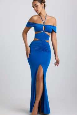 Oh Polly Women'S Clothing Sale - $65 And Under^Slinky Jersey Cut-Out Halterneck Gown in Cobalt Blue CobaltBlue