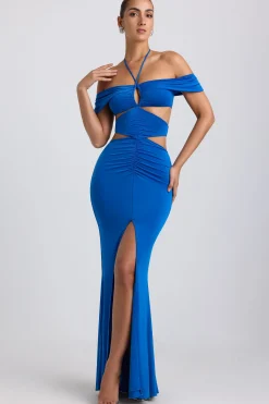 Oh Polly Women'S Clothing Sale - $65 And Under^Slinky Jersey Cut-Out Halterneck Gown in Cobalt Blue CobaltBlue