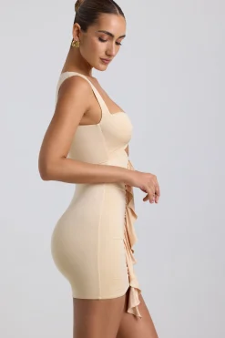 Oh Polly Women'S Clothing Sale - $65 And Under | Women'S Clothing Sale - $40 And Under^Slinky Jersey Cut-Out Ruffle-Trim Mini Dress in Buttercream